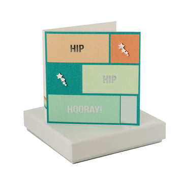 Hip Hip Hooray Card - Shooting Star Earrings Coral and Mint